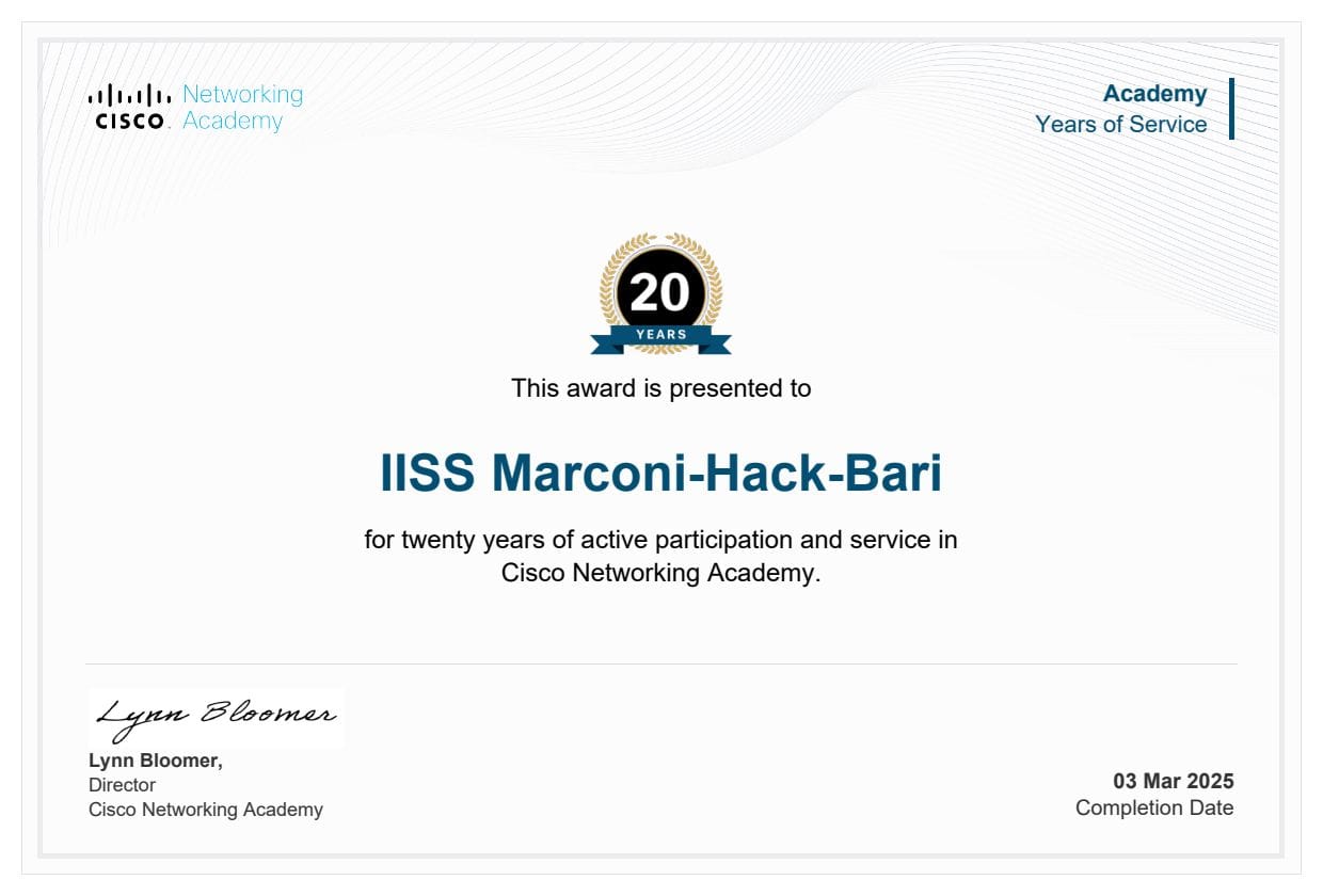 CISCO letter of recognition